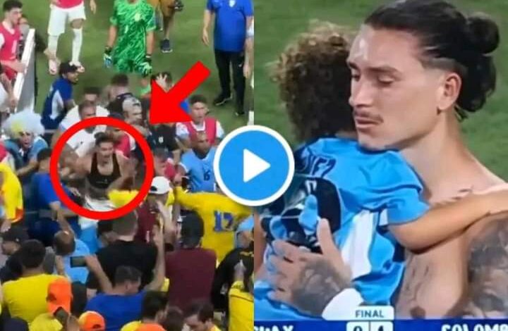 Shocking footage of Colombian fans fighting with Darwin Nunez after the ...